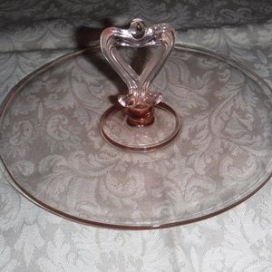 Vintage Depression PINK Glass Candy Dish  6 inches